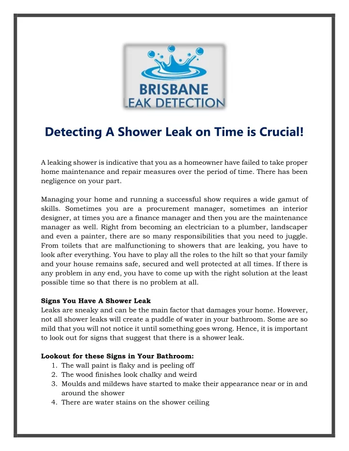 detecting a shower leak on time is crucial