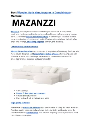 Best Wooden Sofa Manufacturer in Gandhinagar |Mazanzzi