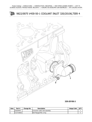 JCB 225T T4 TRACKED Robot Parts Catalogue Manual (Serial Number 02196001-02201001)
