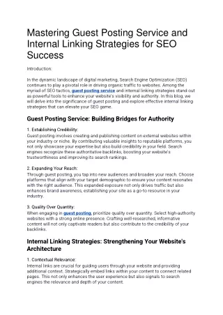 Mastering Guest Posting Service and Internal Linking Strategies for SEO Success