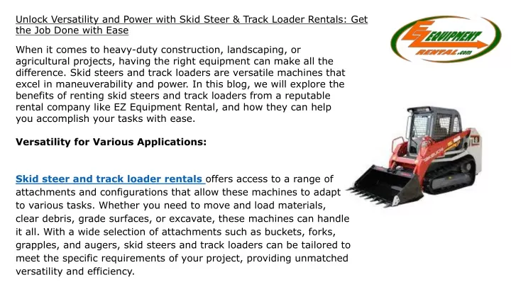 unlock versatility and power with skid steer