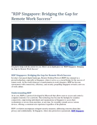 The Future of Work: RDP Singapore Reshaping Business Landscape