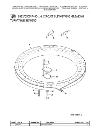 JCB JS330NLC T4 TRACKED EXCAVATOR Parts Catalogue Manual (Serial Number 02050500-02050749)