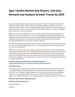 agro textiles market key players end user demand