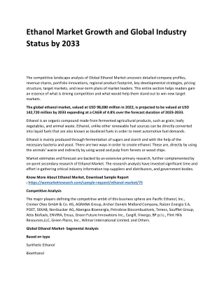 ethanol market growth and global industry status