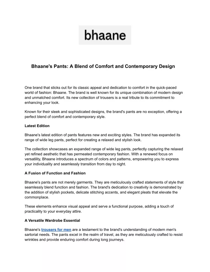 bhaane s pants a blend of comfort