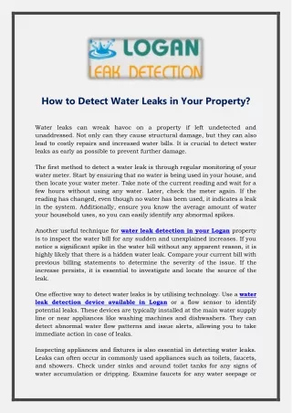 How to Detect Water Leaks in Your Property