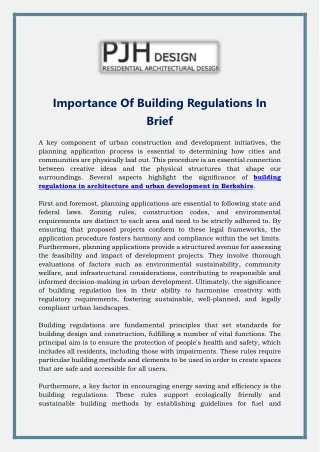 Importance Of Building Regulations In Brief