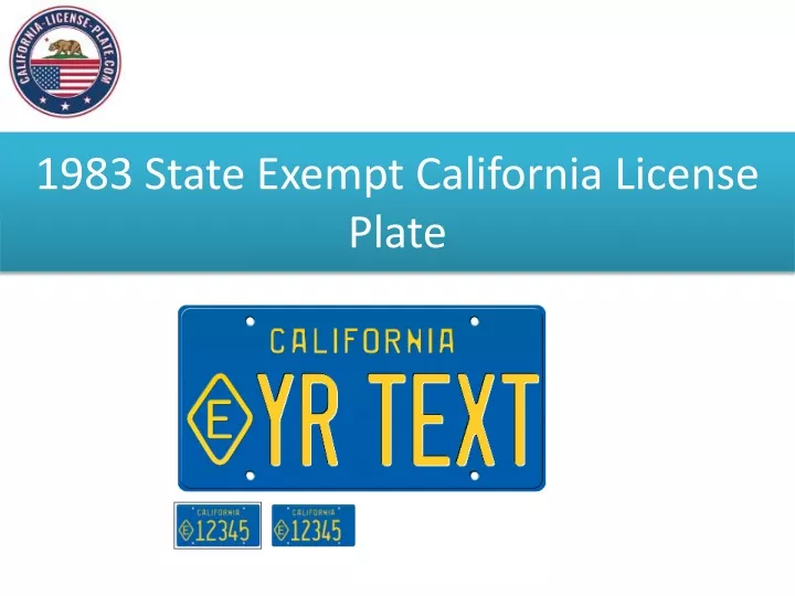 1983 state exempt california license plate