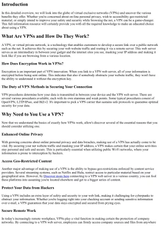 Discovering the Benefits of VPNs: Your Total Information Resource