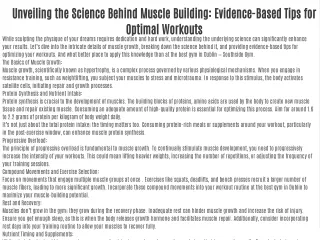 Unveiling the Science Behind Muscle Building: Evidence-Based Tips for Optimal Workouts