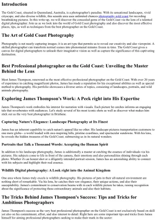 Finding Inspiration in Every Edge: The Gold Coast With a Digital photographer's