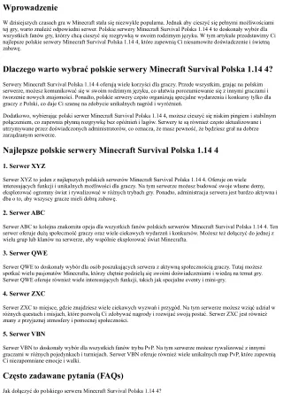 Polskie serwery Minecraft Survival Polska 1.14 4 - Graj normalnie!