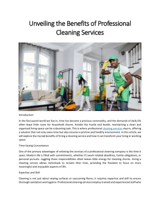 The Transformative Power of Professional Cleaning Services