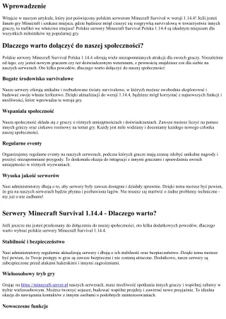 Polskie serwery Minecraft Survival Polska 1.14 4 - Dołącz do naszej społeczności