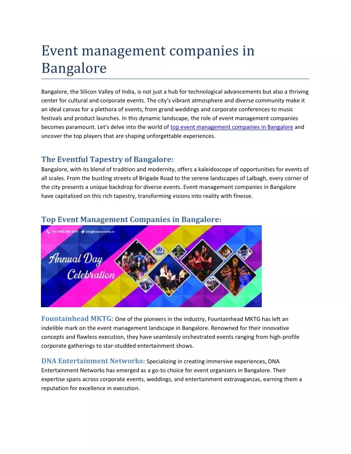 event management companies in bangalore