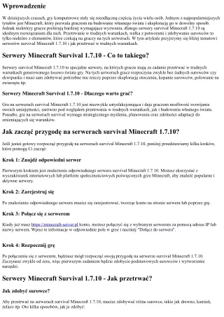 Serwery Survival Minecraft 1.7.10 - Przetrwaj w trudnych warunkach