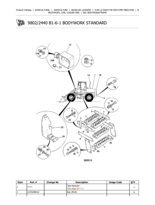 JCB 414S LE Wheeled Loader Parts Catalogue Manual (Serial Number 00537150-00537299)