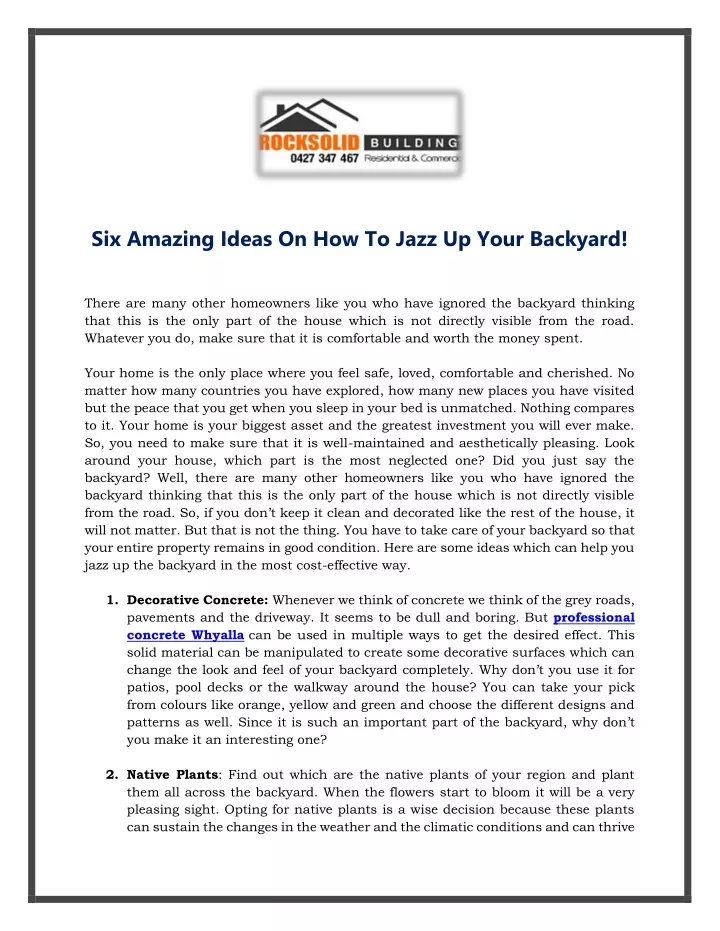 six amazing ideas on how to jazz up your backyard