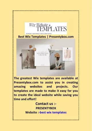 Best Wix Templates  Presentybox com