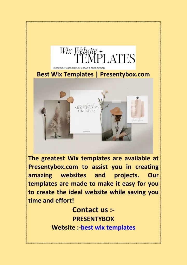 best wix templates presentybox com