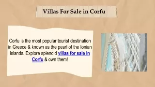 Villas For Sale in Corfu