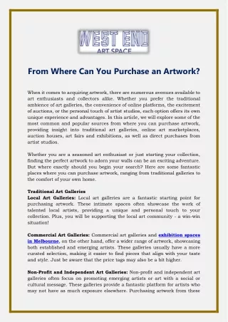 From Where Can You Purchase an Artwork