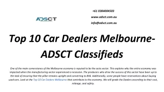 Top 10 Car Dealers Melbourne- ADSCT Classified