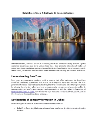 Dubai Free Zones A Gateway to Business Success