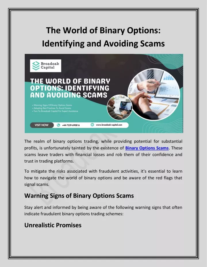 the world of binary options identifying