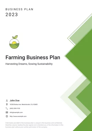 Farming Business Plan Example