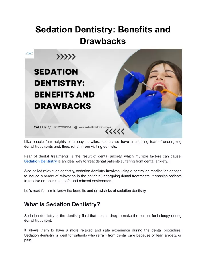 sedation dentistry benefits and drawbacks