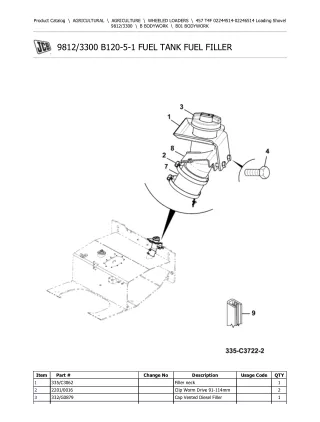 JCB 457 T4F Wheeled Loader Parts Catalogue Manual (Serial Number 02244514-02246514)