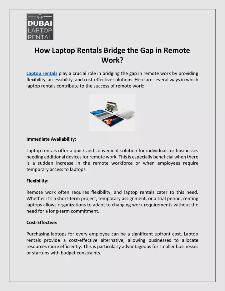 how laptop rentals bridge the gap in remote work
