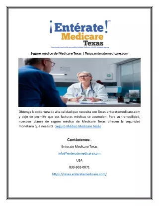 Seguro médico de Medicare Texas | Texas.enteratemedicare.com