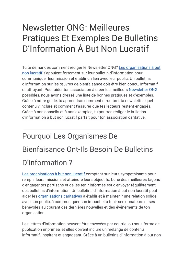 newsletter ong meilleures pratiques et exemples