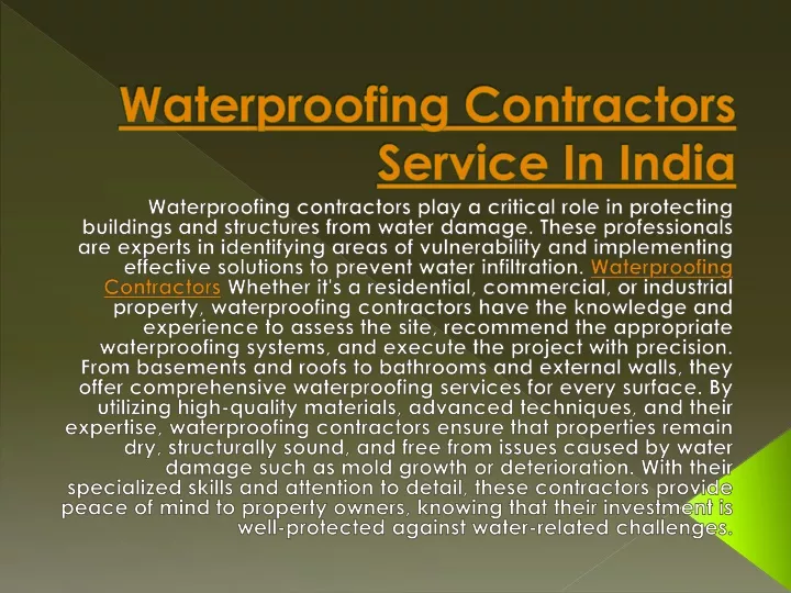 waterproofing contractors service in india