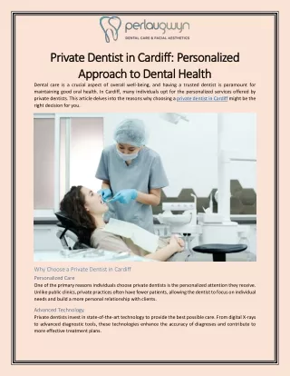 Private Dentist in Cardiff Personalized Approach to Dental Health