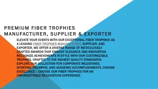 Premium Fiber Trophies Manufacturer, Supplier & Exporter - Dec 2023