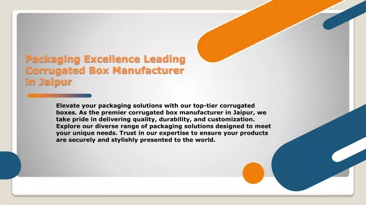 packaging excellence leading corrugated box manufacturer in jaipur