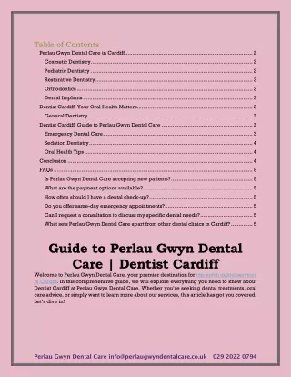 Guide to Perlau Gwyn Dental Care - Dentist Cardiff
