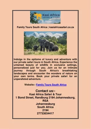 Family Tours South Africa | kasiafricasafari.co.za