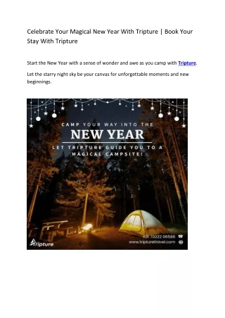 Celebrate Your Magical New Year With Tripture -Book Your Stay With Tripture