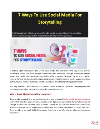 7 Ways To Use Social Media For Storytelling