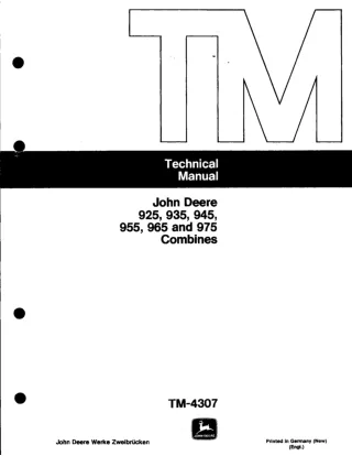 John Deere 945 Combines Service Repair Manual