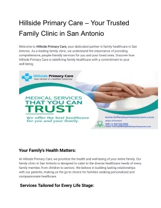 Family Clinic in San Antonio
