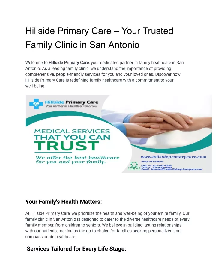 hillside primary care your trusted family clinic