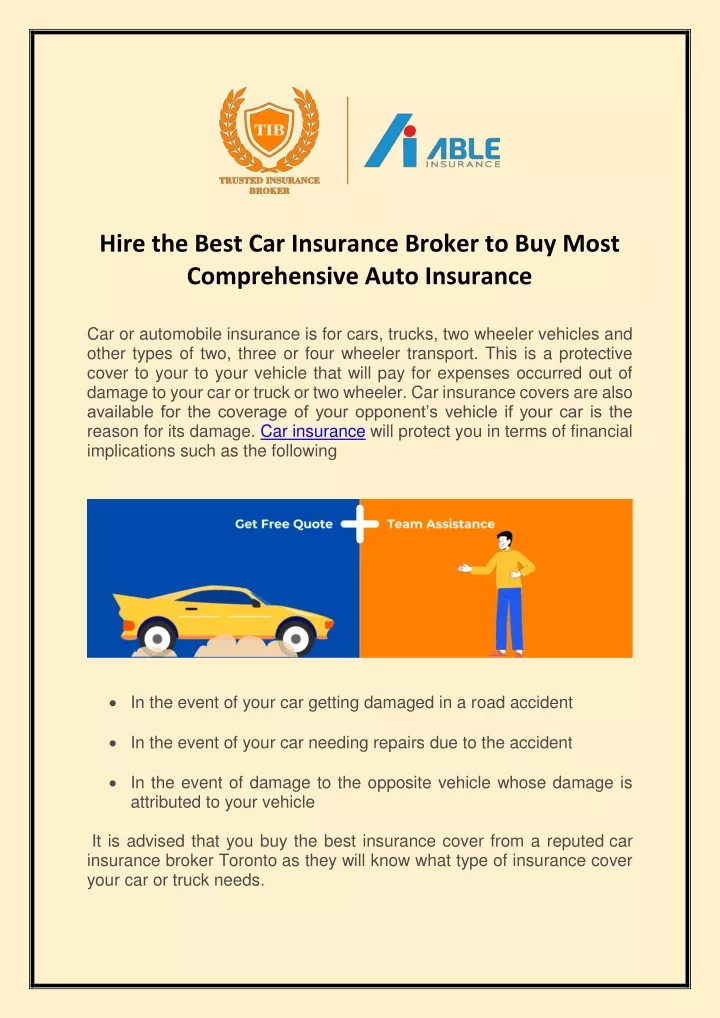 hire the best car insurance broker to buy most
