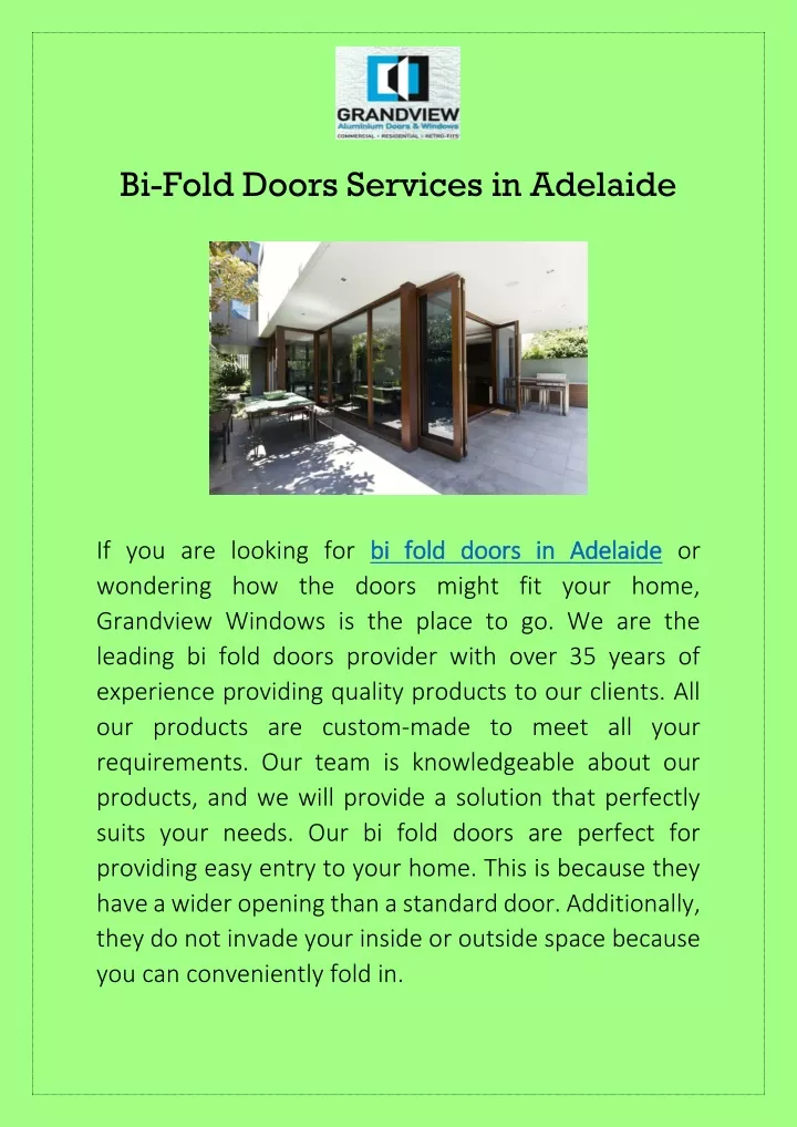 bi fold doors services in adelaide