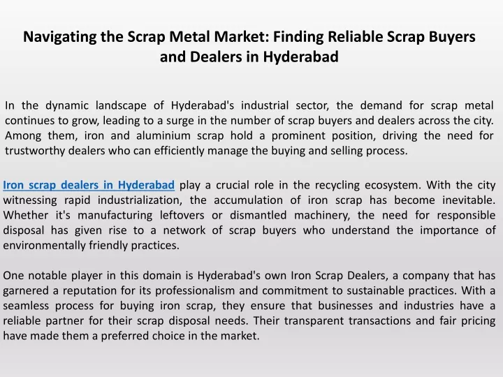 navigating the scrap metal market finding